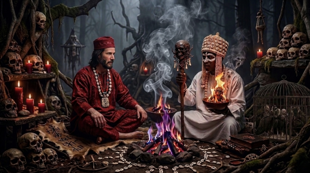 Keanu Reeves Visiting The Voodoo Priest, Behanzin Segbo.